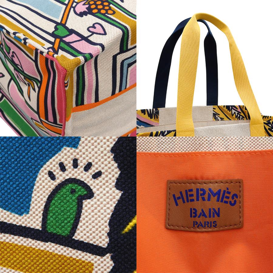 HERMES（エルメス） ビーチバッグ 砂漠の見える部屋 ネイビー イエロー