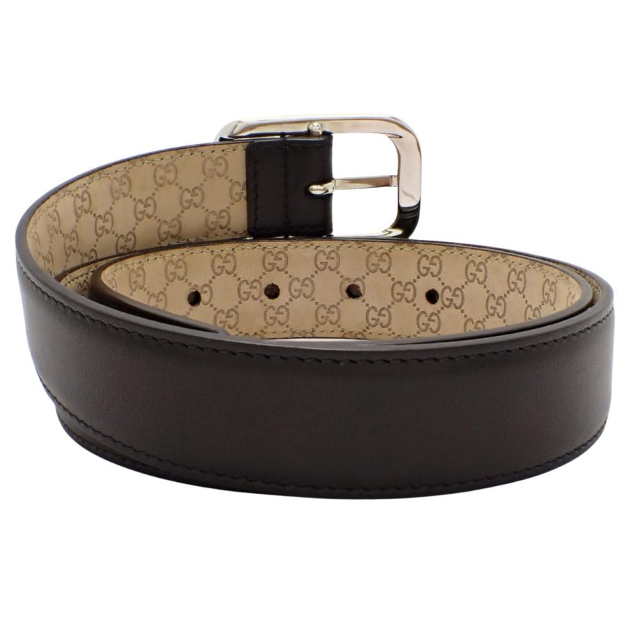 GUCCI(グッチ) マイクログッチ ベルト ベルト ファッション小物 85・34 レザー ブラック黒 シルバー金具 メンズ 40802184800【中古】【アラモード】 GUCCI（グッチ） マイクログッチ ベルト 小物 85・34 レザー ブラック