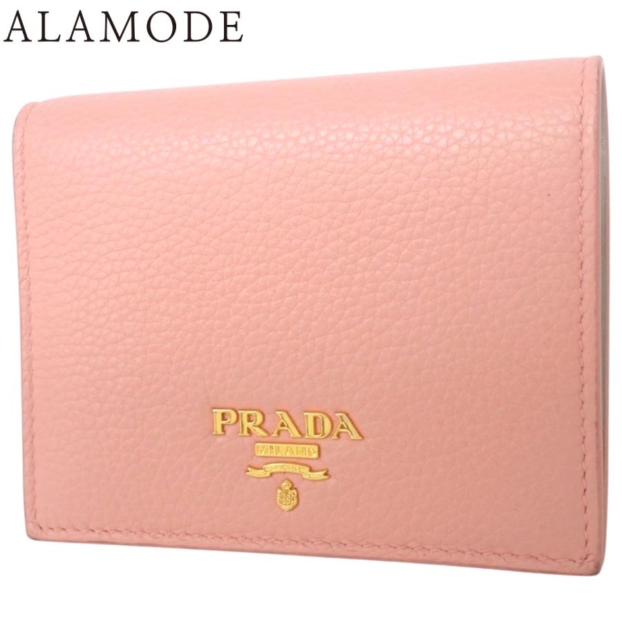 PRADA(プラダ) 二つ折り財布 コンパクトウォレット レザー ピンク ゴールド金具 1MV204 レディース 40802185335【中古】【アラモード】 | PRADA