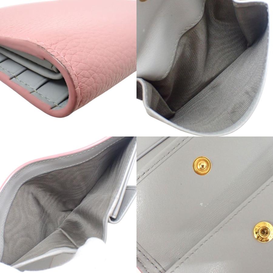 PRADA(プラダ) 二つ折り財布 コンパクトウォレット レザー ピンク ゴールド金具 1MV204 レディース 40802185335【中古】【アラモード】 | PRADA | 06