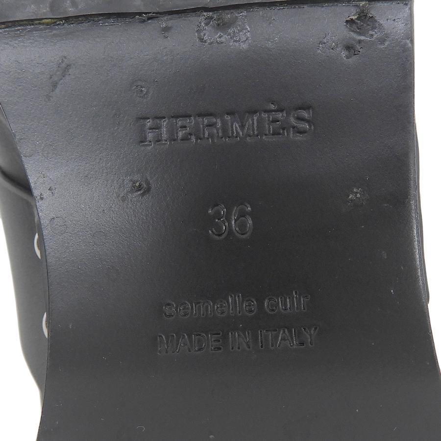 HERMES（エルメス） カリャ ブラック黒 レザー シルバー金具 サンダル