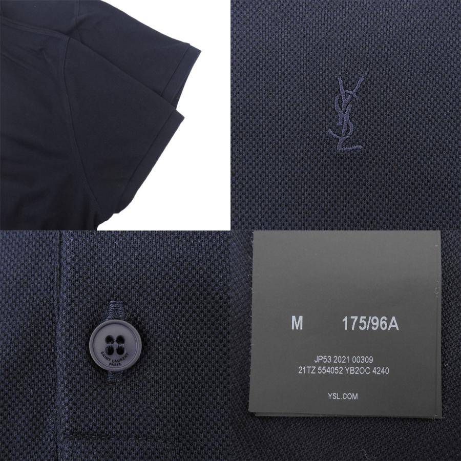 SAINT LAURENT PARIS(サンローランパリ) カサンドラポロシャツ 2021年 アパレル 衣類 M コットン ネイビー紺 40802185619【アラモード】_6