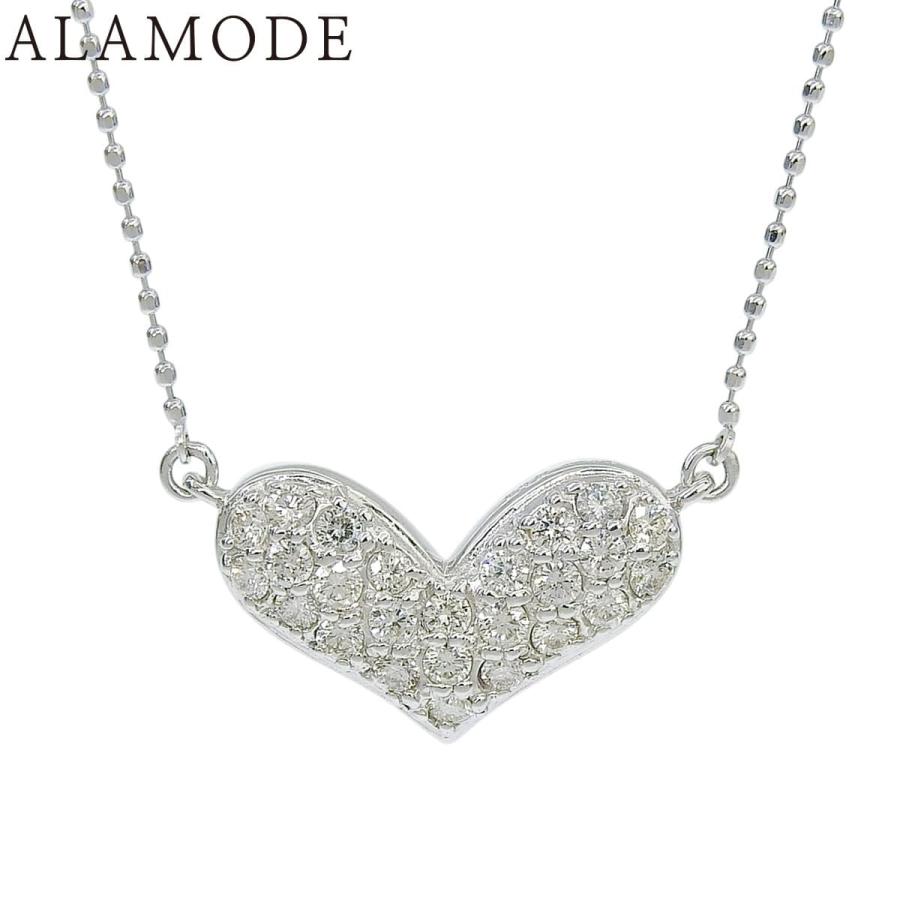 D0.50 ハートダイヤモンド ネックレス ホワイトゴールド K18WG 3.5g ネックレス ジュエリー シルバー 40802185685【アラモード】 | 
