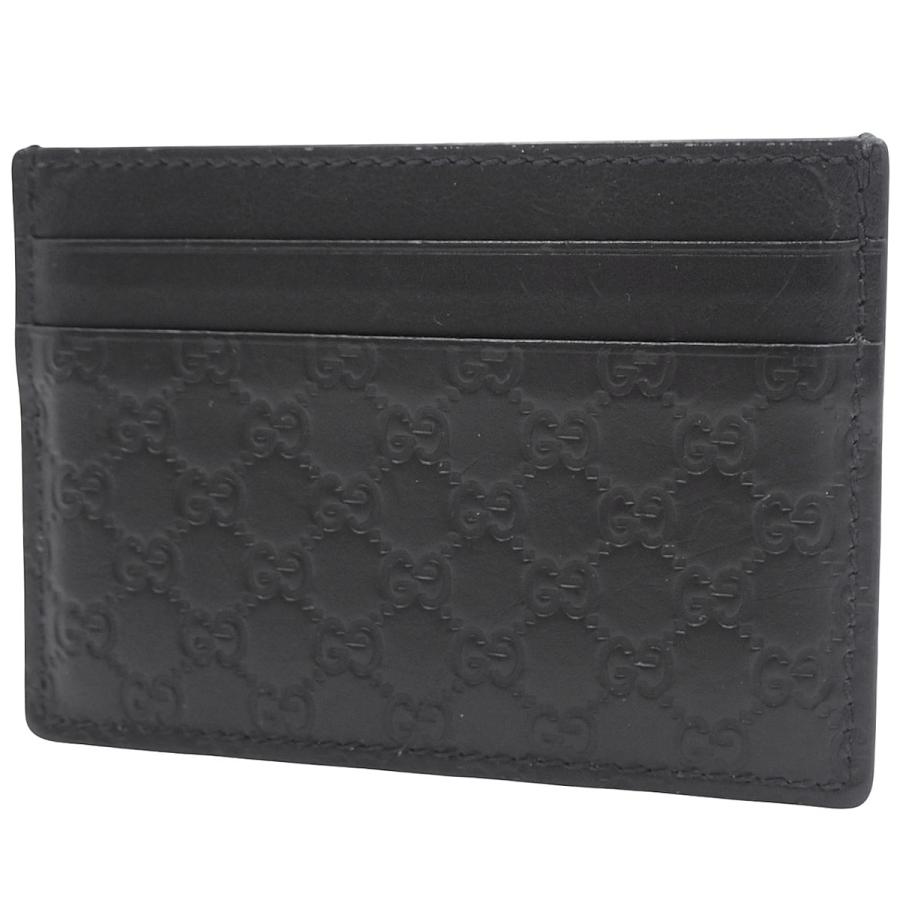 GUCCI(グッチ) マイクログッチシマ カードホルダー カードケース/パスケース 定期入れ パスケース グッチシマレザー ブラック黒 262837 メンズ 40802186479【中古】【アラモード】 GUCCI（グッチ） マイクログッチシマ カードホルダー カードケース