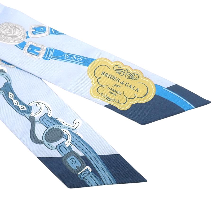 HERMES(エルメス) BRIDES DE GALA APPLIQUE ブリッド・ドゥ・ガラ・アップリケ・ピケ ツイリー 水色 紺 シルク 40802186990【アラモード】_2