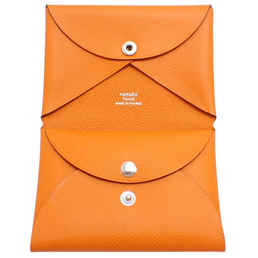 SALE【新品同様】エルメス ヴォーエプソン カルヴィ デュオ オレンジ U刻印 HERMES（エルメス） カルヴィデュオ オレンジ ヴォーエプソン U刻印