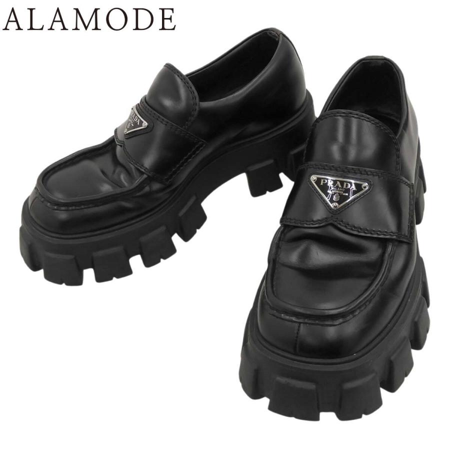 PRADA（プラダ） モノリス ローファー フラットシューズ 厚底 5 レザー