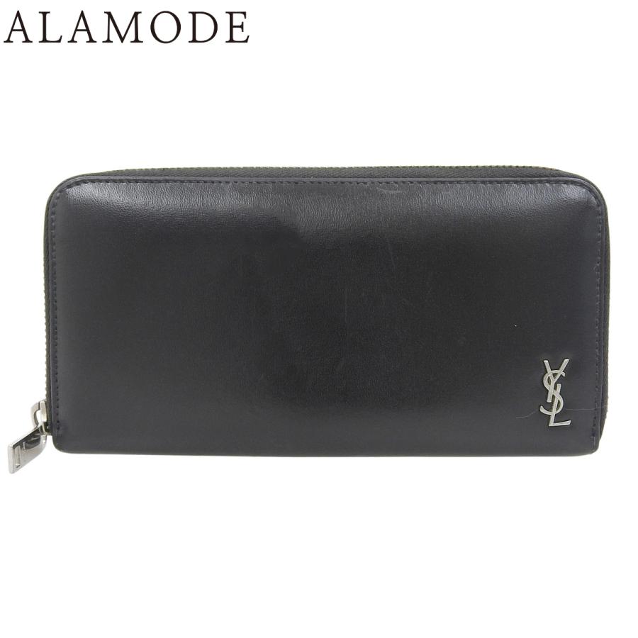 SAINT LAURENT PARIS(サンローランパリ) タイニー モノグラム ラウンドファスナー 長財布 ロングウォレット ジップウォレット ロゴ 小物 レザー ブラック黒 シルバー金具 630201 メンズ 40802192578【中古】【アラモード】 サンローランパリ タイニー モノグラム ラウンドファスナー 長財布
