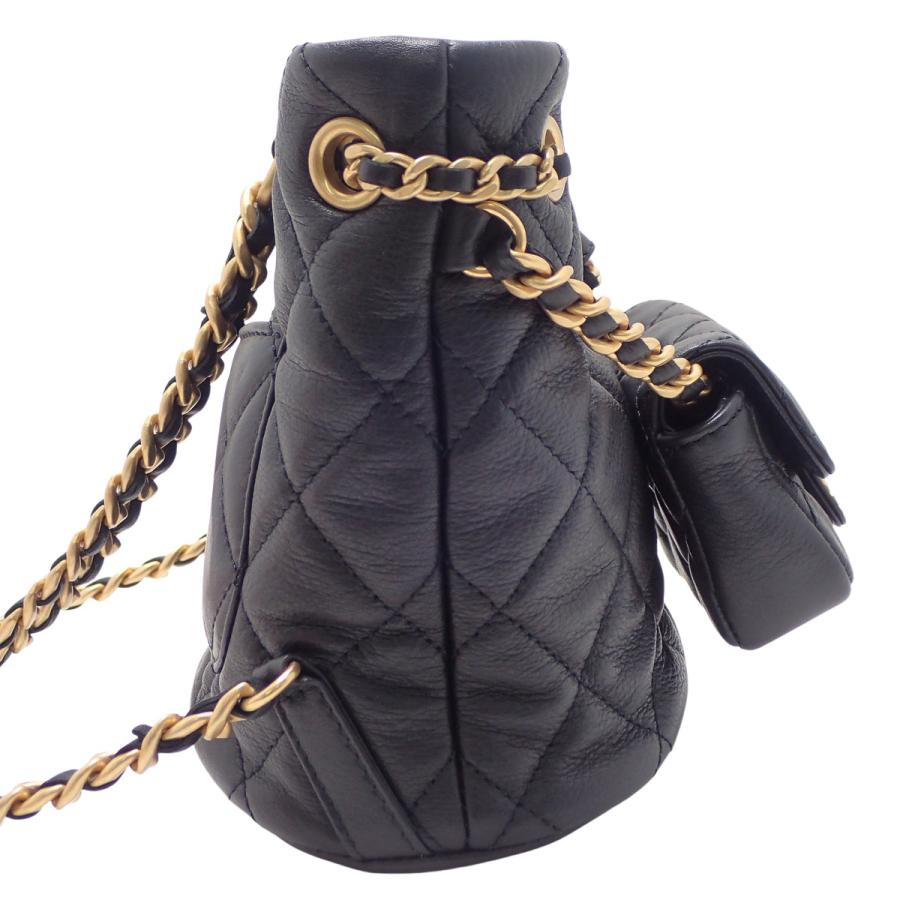シャネル マトラッセ ココマーク リュックサック ブラック ラムスキン ブラック CHANEL（シャネル） マトラッセ ココマーク ミニバッグパック リュック