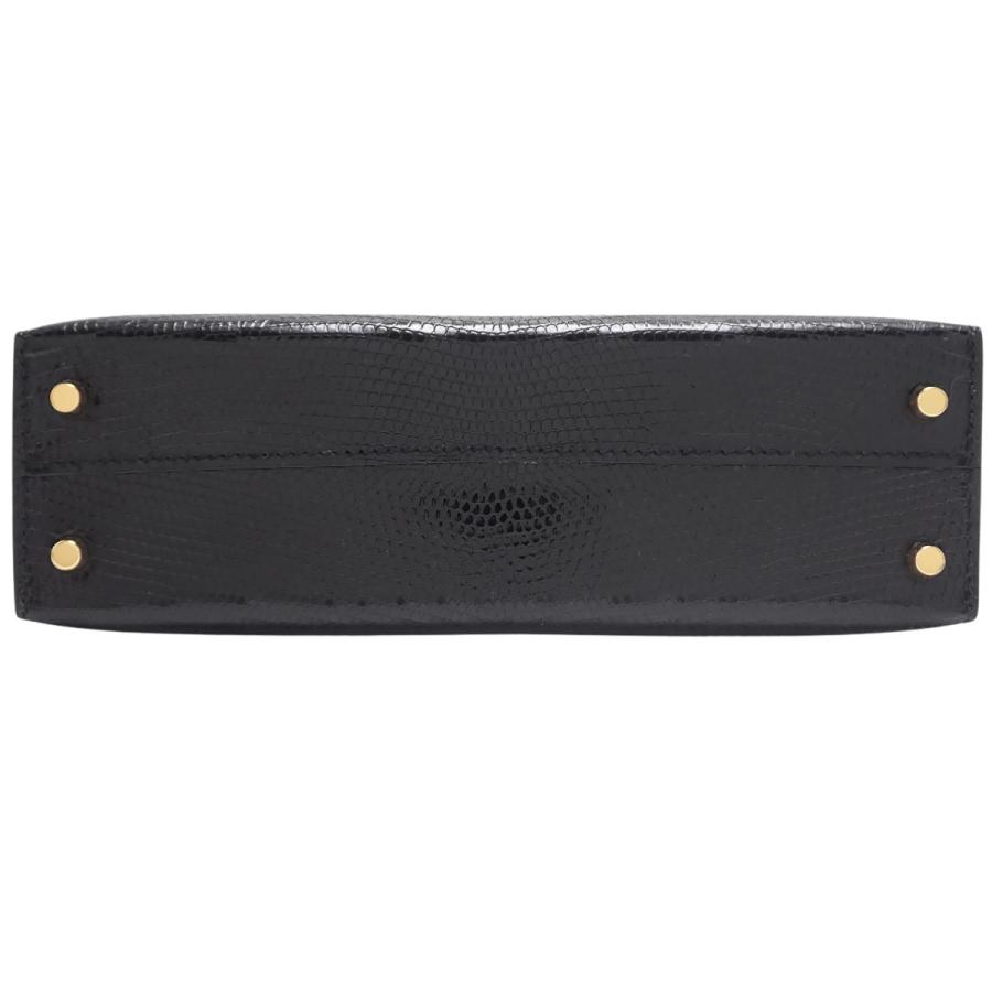HERMES（エルメス） ミニケリー ブラック黒 リザード ゴールド金具 W