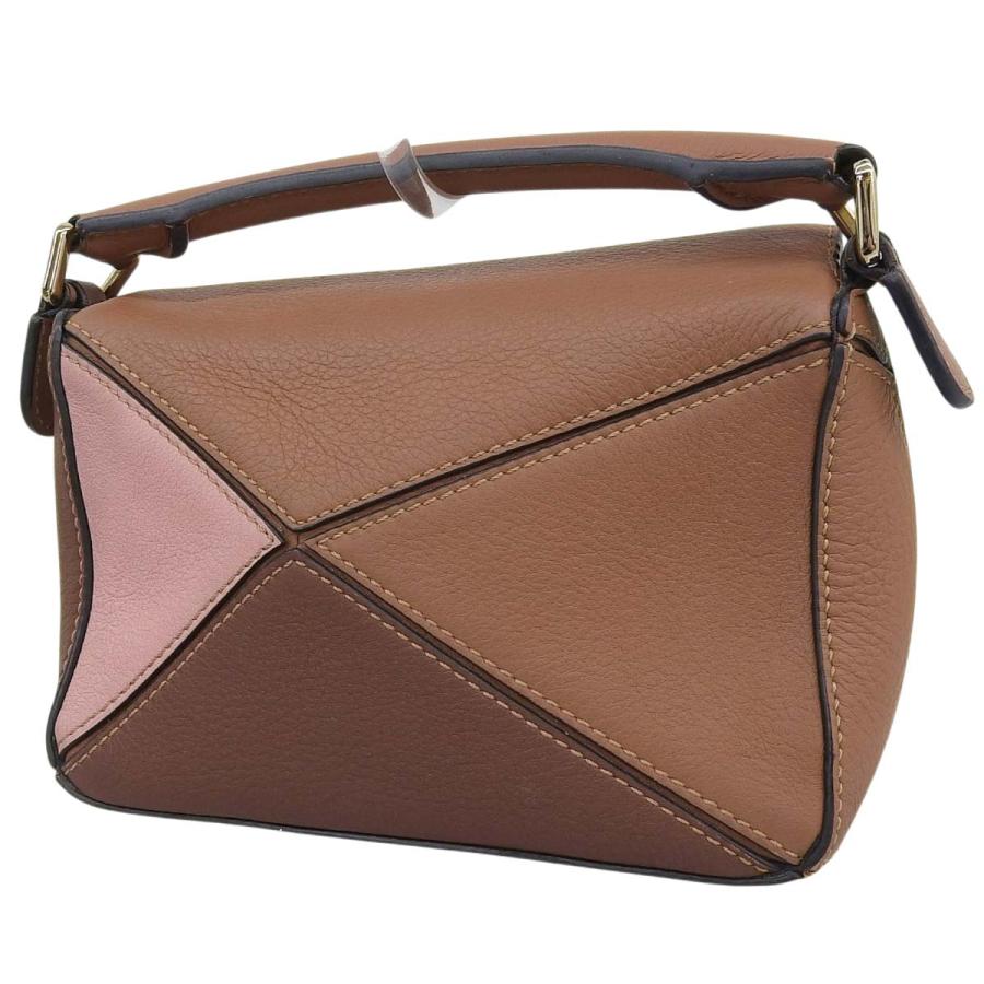 LOEWE(ロエベ) Puzzle パズルバッグ ミニ ショルダー ハンドバッグ レザー ブラウン茶 ピンク ゴールド金具 40802196387【アラモード】 | LOEWE | 01
