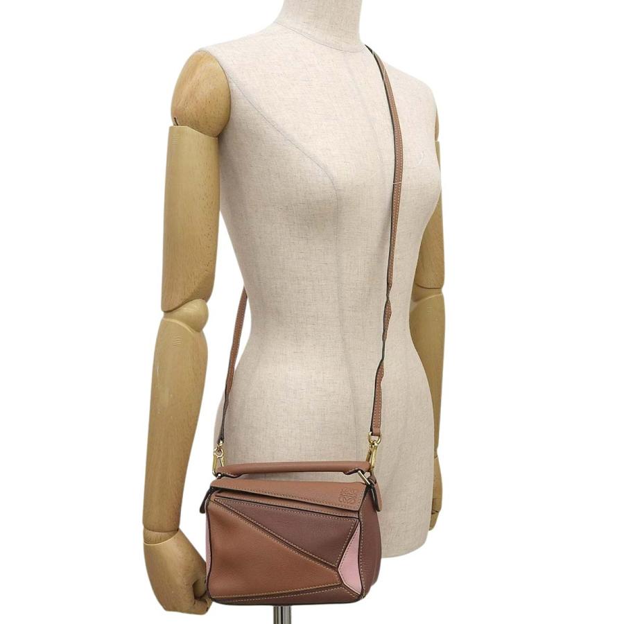 LOEWE(ロエベ) Puzzle パズルバッグ ミニ ショルダー ハンドバッグ レザー ブラウン茶 ピンク ゴールド金具 40802196387【アラモード】 | LOEWE | 02
