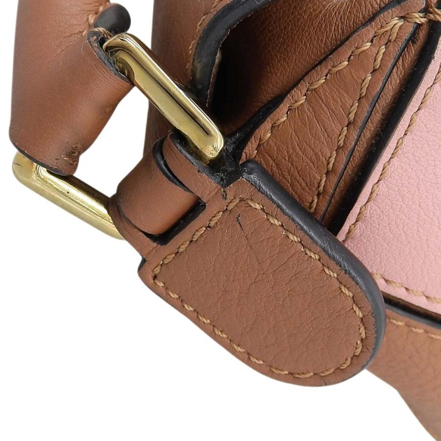 LOEWE(ロエベ) Puzzle パズルバッグ ミニ ショルダー ハンドバッグ レザー ブラウン茶 ピンク ゴールド金具 40802196387【アラモード】 | LOEWE | 06