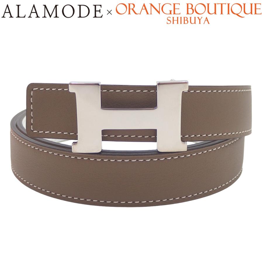 HERMES レザーベルト エトゥープ HERMES（エルメス） Hベルト リバーシブル 24mm エトゥープ/エトープ