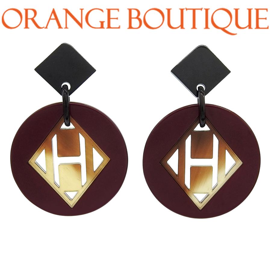 HERMES（エルメス） ピアス バッファローホーン メタル ラッカーウッド