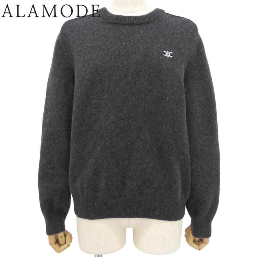 CELINE(セリーヌ) トリオンフ クルーネック セーター ニット  XL ウール カシミヤ グレー 2AC85048T レディース 40802201549【アラモード】 | CELINE