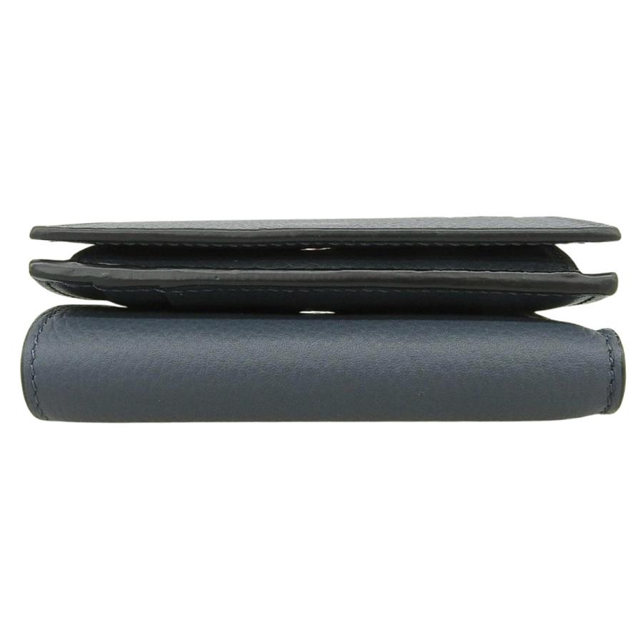 LOEWE(ロエベ) トライフォールド ウォレット コンパクトウォレット 3つ折り 三つ折り 財布 ミニウォレット アナグラム ソフトグレインカーフスキン ネイビー紺 シルバー金具 メンズ 40802202191【中古】【アラモード】 LOEWE（ロエベ） トライフォールド ウォレット コンパクトウォレット 3