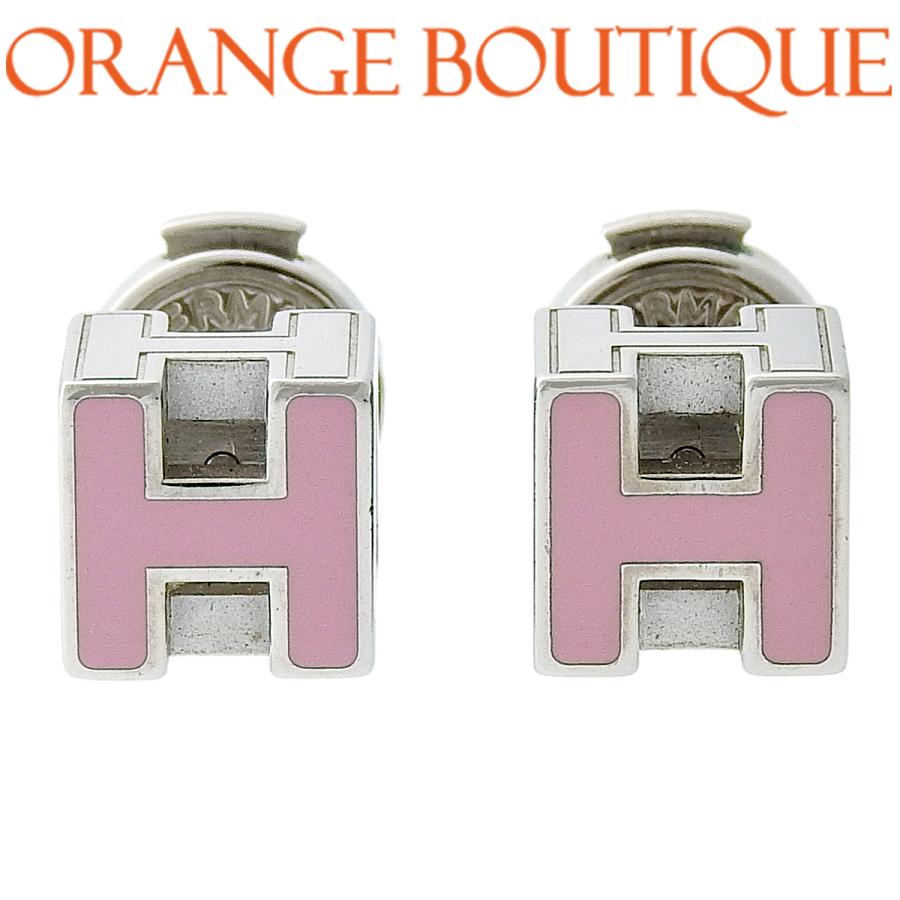極美品✨　エルメス　ピアス　カージュドアッシュ　ホワイト　056 HERMES（エルメス） カージュ ド アッシュ Hキューブ ピアス メタル
