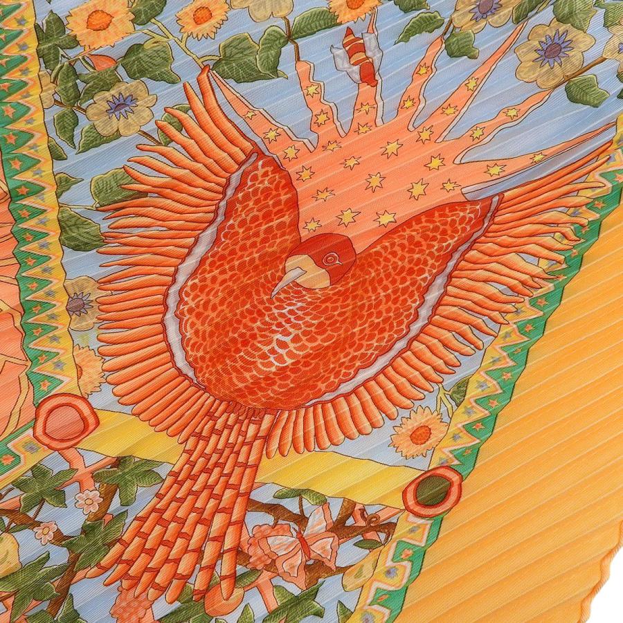 HERMES シルクモスリン カレ140 オレンジ　大判ストール HERMES シルクモスリン カレ140 オレンジ 大判ストール HERMES