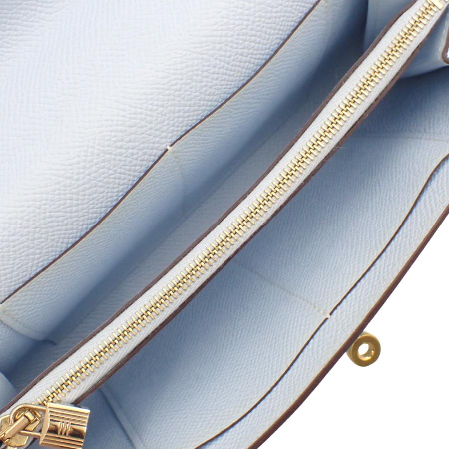 【新品展示品】エルメス ヴォーエプソン ケリーウォレット トゥーゴー B刻印 HERMES（エルメス） ケリーウォレット トゥーゴー ブルーブリュム 水色