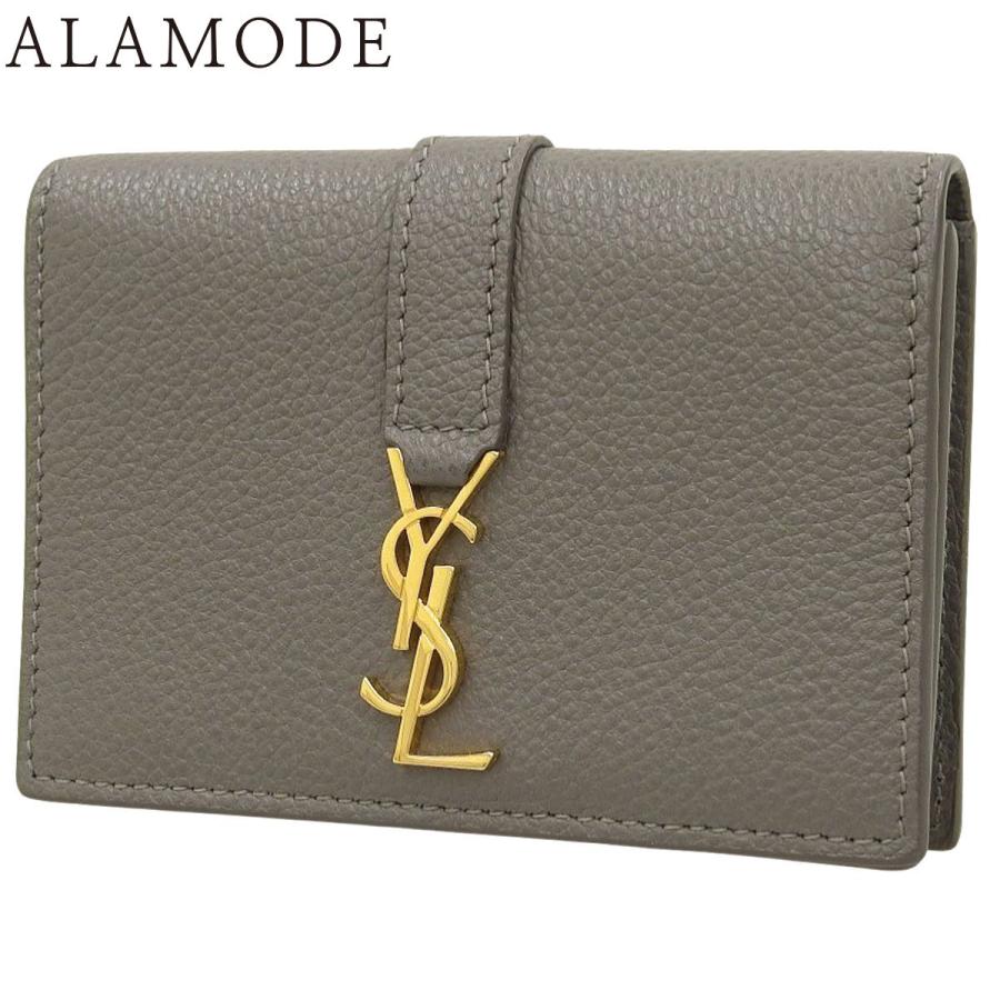 SAINT LAURENT PARIS(サンローランパリ) YSLライン カードケース 名刺入れ 小物 二つ折り レザー グレー 40803003137【アラモード】 | 