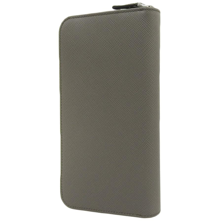 プラダ サフィアーノトライアングル ジップアラウンド財布 スモーキーグレー シルバー金具 2ML317_QHH_F0170 40803003152【アラモード】 | PRADA | 01