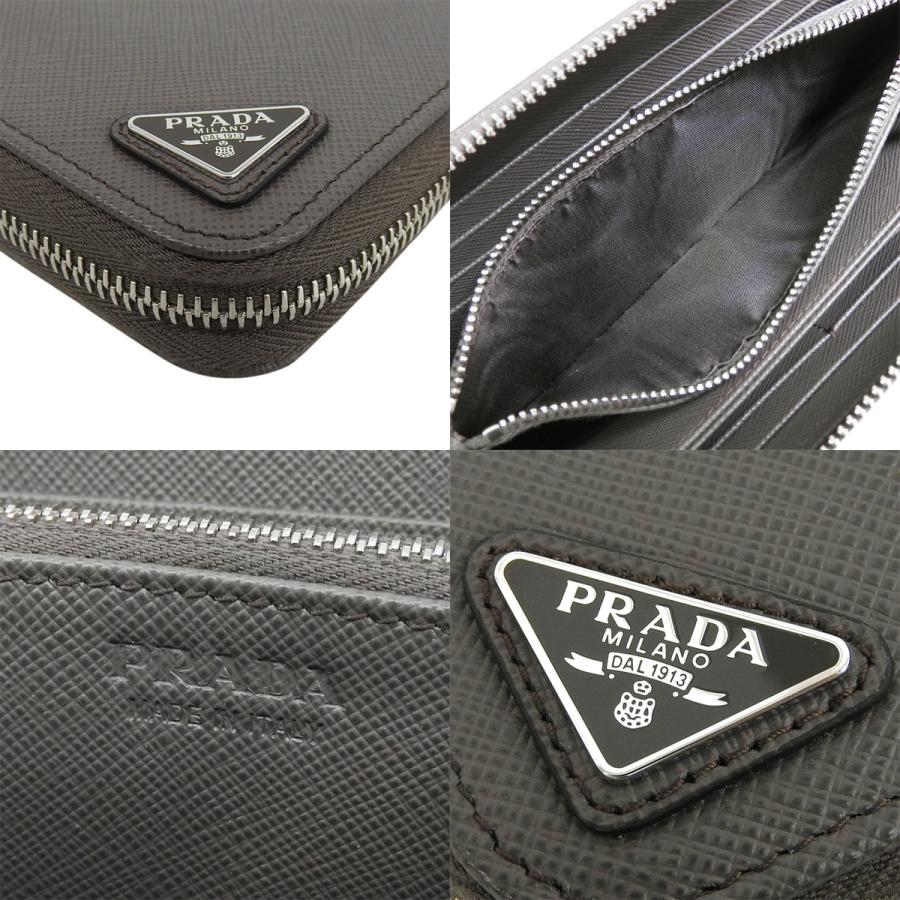 プラダ サフィアーノトライアングル ジップアラウンド財布 スモーキーグレー シルバー金具 2ML317_QHH_F0170 40803003152【アラモード】 | PRADA | 06