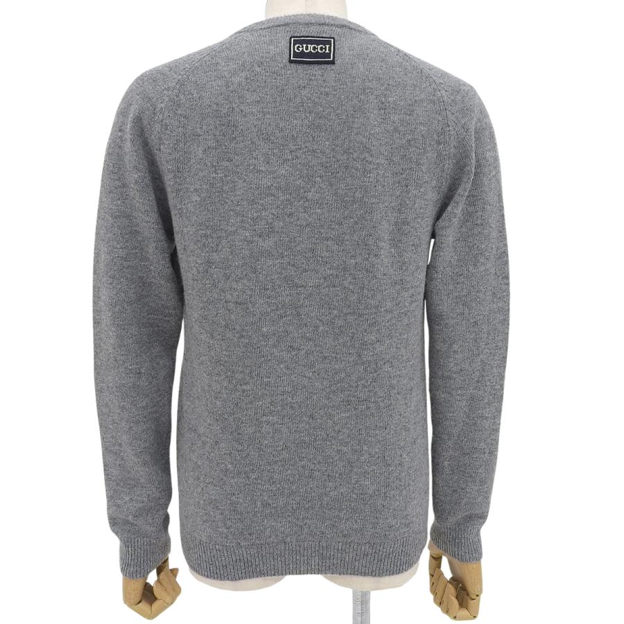 GUCCI(グッチ) Vネックニット ニット/セーター アパレル ファッション バッグワンポイントロゴ S ウール グレー 694784 メンズ 40806000186【中古】【アラモード】 GUCCI（グッチ） Vネックニット ニット/セーター アパレル バッグワン
