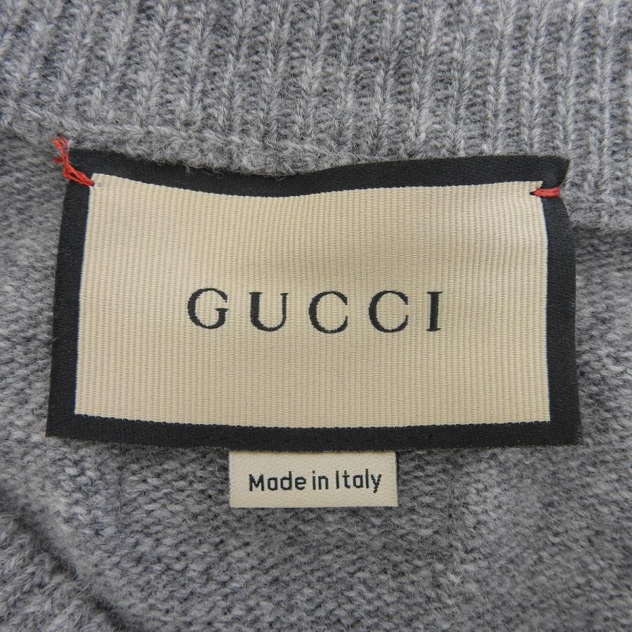 GUCCI(グッチ) Vネックニット ニット/セーター アパレル ファッション バッグワンポイントロゴ S ウール グレー 694784 メンズ 40806000186【中古】【アラモード】 GUCCI（グッチ） Vネックニット ニット/セーター アパレル バッグワン