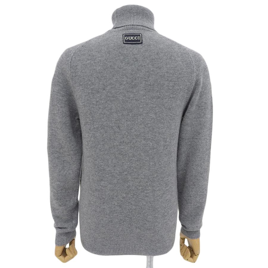 GUCCI(グッチ) タートルニット ニット/セーター アパレル ファッション バックワンポイントロゴ XS ウール グレー 694787 メンズ 40806000195【中古】【アラモード】 GUCCI（グッチ） タートルニット セーター アパレル バックワン