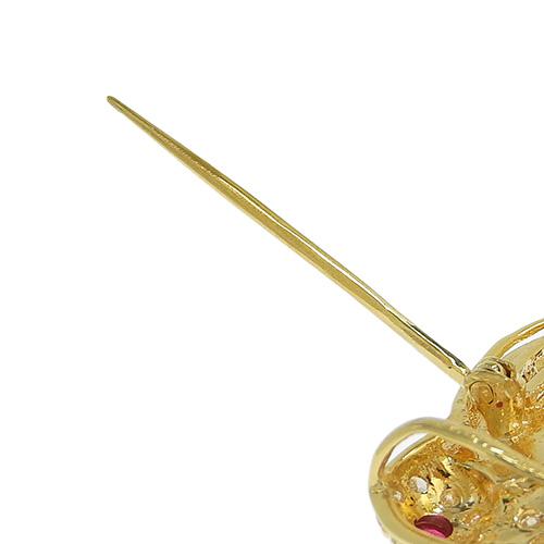 ダイヤ ルビー ブローチ 【ブルー】 ? K18 YG アクセサリー 