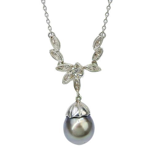 プラチナ パール ネックレス 花珠真珠 一粒 パール ネックレス 8.0-8.5mm ジルコニア 1