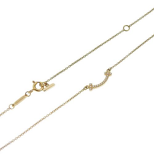 【美品】ティファニーT スマイル ミニ ネックレス ダイヤモンド ピンクゴールド ティファニー T スマイル ペンダント ダイヤモンド ローズ