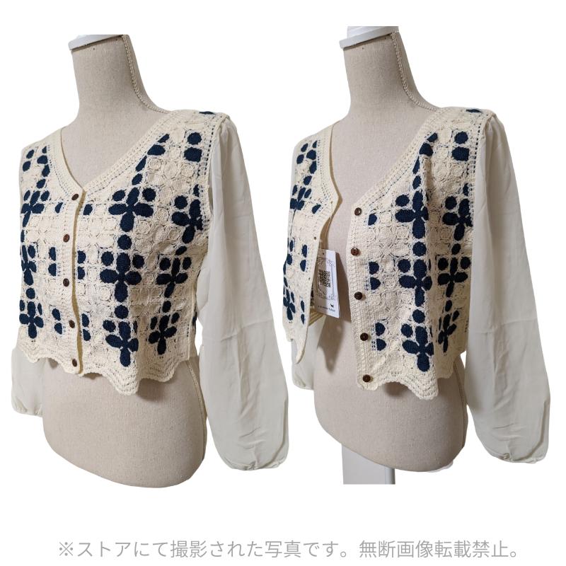 切替ブラウス レディース Vネック シフォン 長袖 シアー 異素材