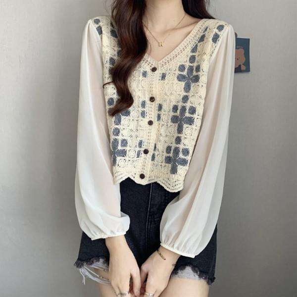 エムプルミエ　異素材切替パフスリーブニット エムプルミエ 異素材切替パフスリーブニット エムプルミエ 異素材切替