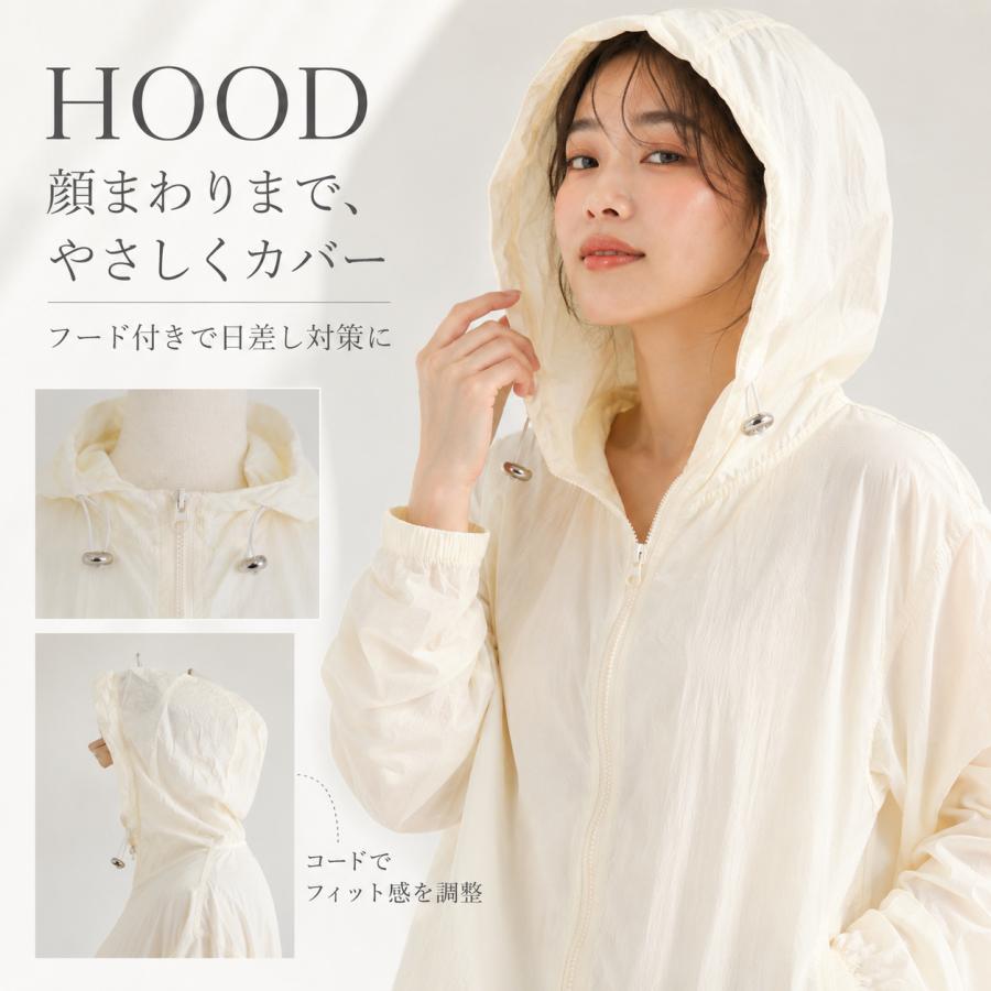 UVカットパーカー レディース 接触冷感 UPF50+ ラッシュガード 薄手