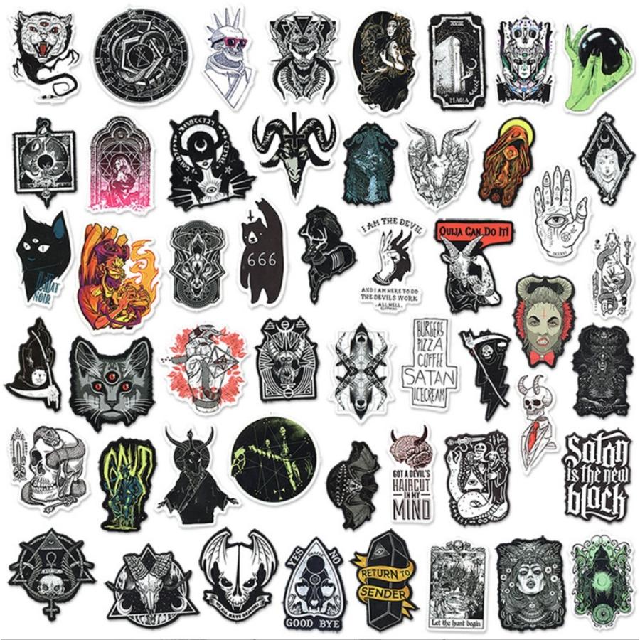 ホラー ハロウィン ゴシック Gothic ゴシック調 恐怖 スカル 骸骨 イラスト 洋画 白黒 ステッカー50枚bp G Q 通販 Yahoo ショッピング