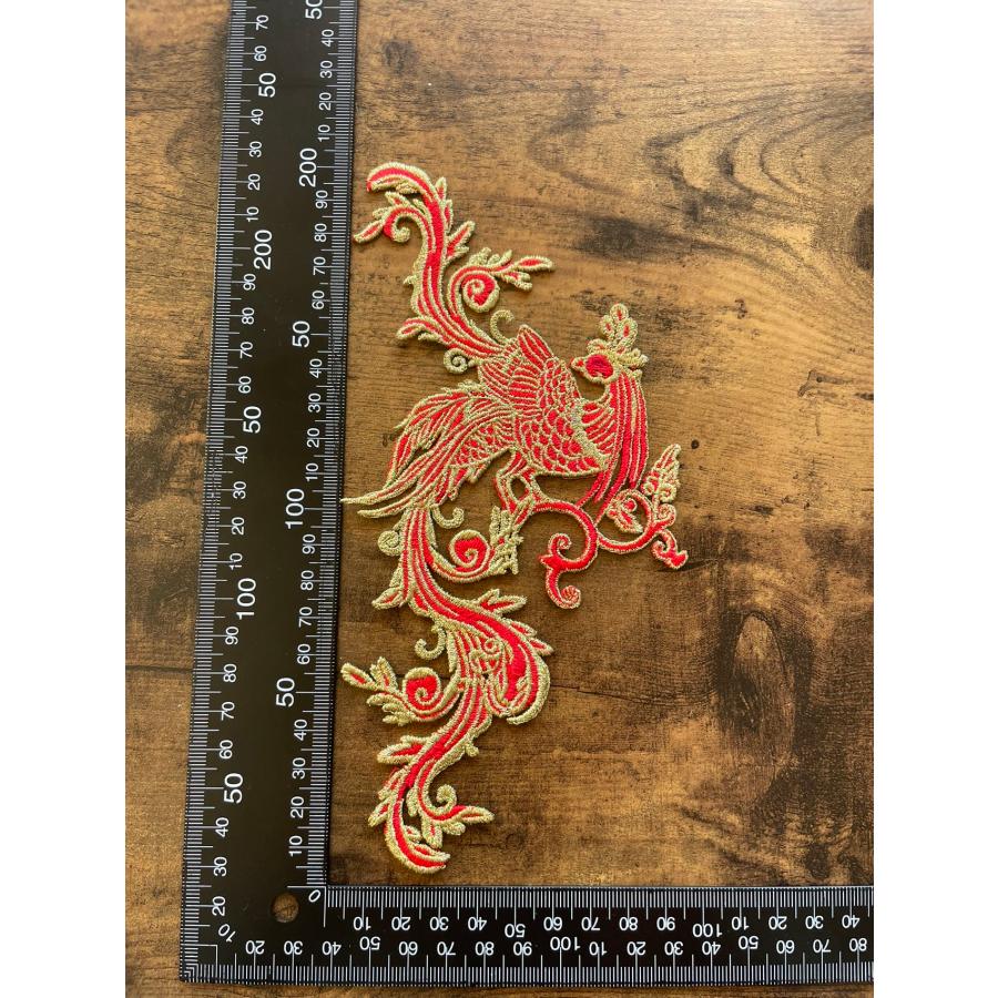 刺繍ワッペン メタリック刺繍系入り ワッペン アプリケ 鳳凰 ホウオウ