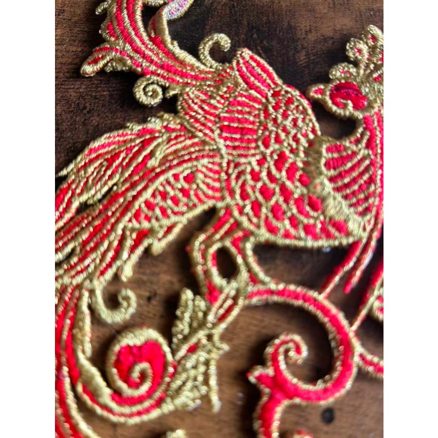 刺繍ワッペン メタリック刺繍系入り ワッペン アプリケ 鳳凰 ホウオウ