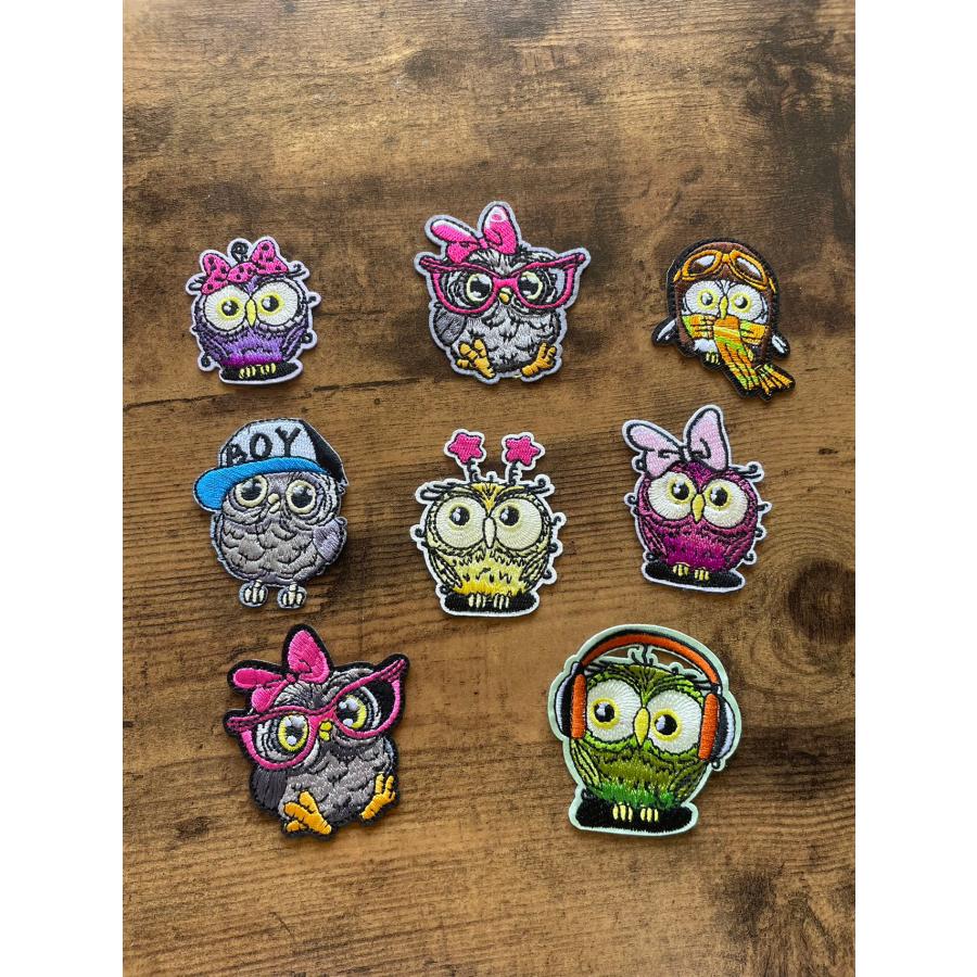 刺繍ワッペン アイロンワッペン アプリケ フクロウ 梟 膝当て 保育園