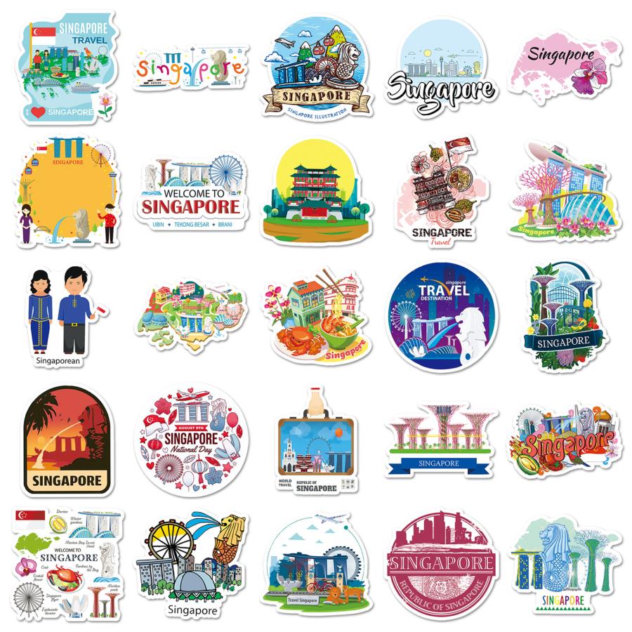シンガポール　Singapore　マーライオン　東南アジア　海外旅行　外国　民族　文化　異国情緒　シール　ステッカー50枚YA |  | 02