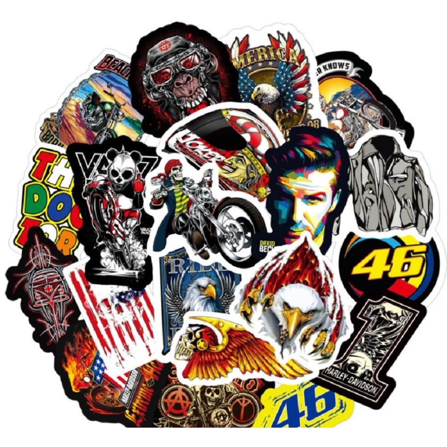 ハーレー アメリカンオートバイ 二輪車 バイク 46 ハーレーダビッドソン 暴走族 カスタム バイクガール 美女 スカル 骸骨 セクシー ステッカー50枚 Az1302 G Q 通販 Yahoo ショッピング