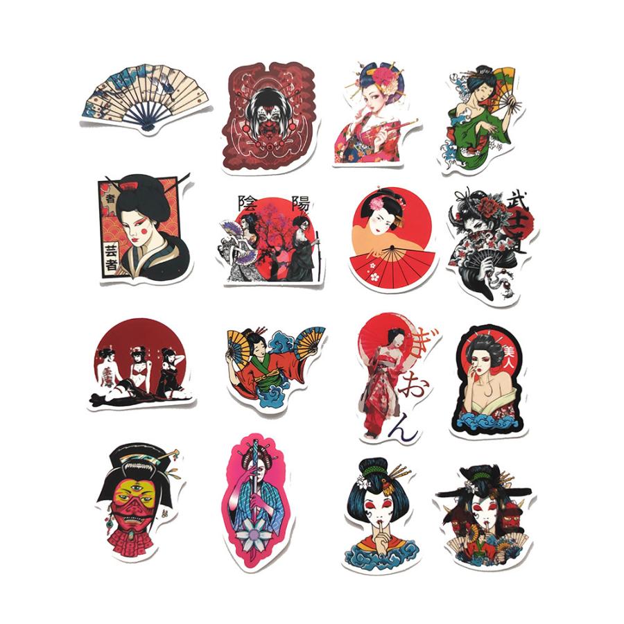 芸妓 芸者 芸子 舞子 浮世絵 Japan Ukiyo E Maiko 歌舞伎 日本伝統 江戸時代 和風美人 美女 シール ステッカー50枚 Az G Q 通販 Yahoo ショッピング
