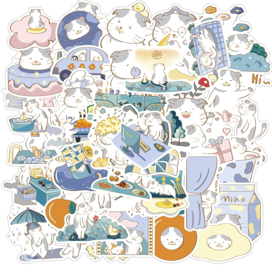 猫 ネコ ペット イラスト かわいい 手帳カスタム シール ステッカー50枚s Az G Q 通販 Yahoo ショッピング