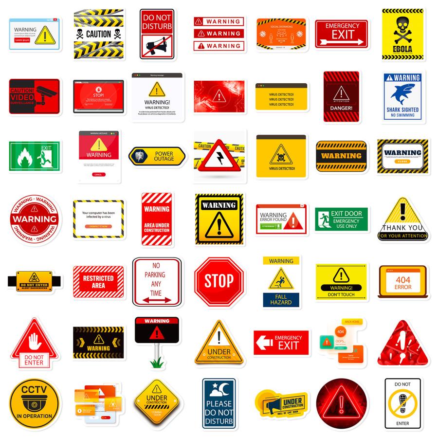 警告標識 禁止マーク 落書き イラスト 工事中 立入禁止 禁煙 動物注意 Stop シール ヘルメット ステッカー44枚yy Az2302 G Q 通販 Yahoo ショッピング