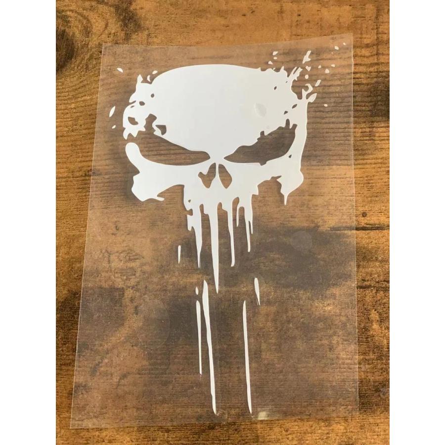 スカル 骸骨 マーベル バイク カスタム 走り屋 暴走族 ステッカー（白