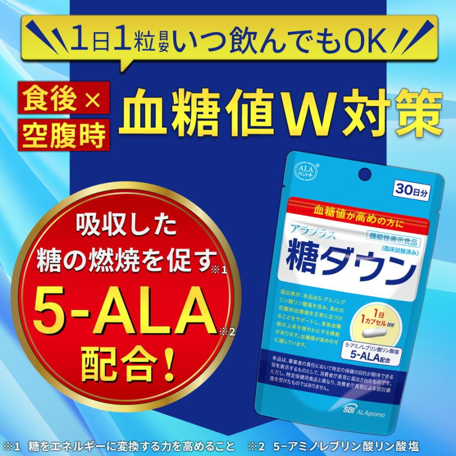 3セット 糖ダウン アラプラス 血糖値がきになる方に アラプラス 糖ダウン 3袋セット SBIグループが開発 糖対策 5ALA