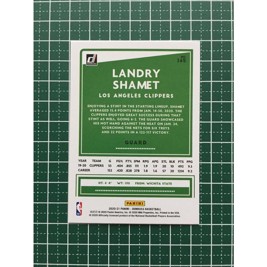 ★PANINI 2020-21 NBA DONRUSS #165 LANDRY SHAMET［LOS ANGELES CLIPPERS］ベースカード「BASE」★｜alba-tesoro｜02