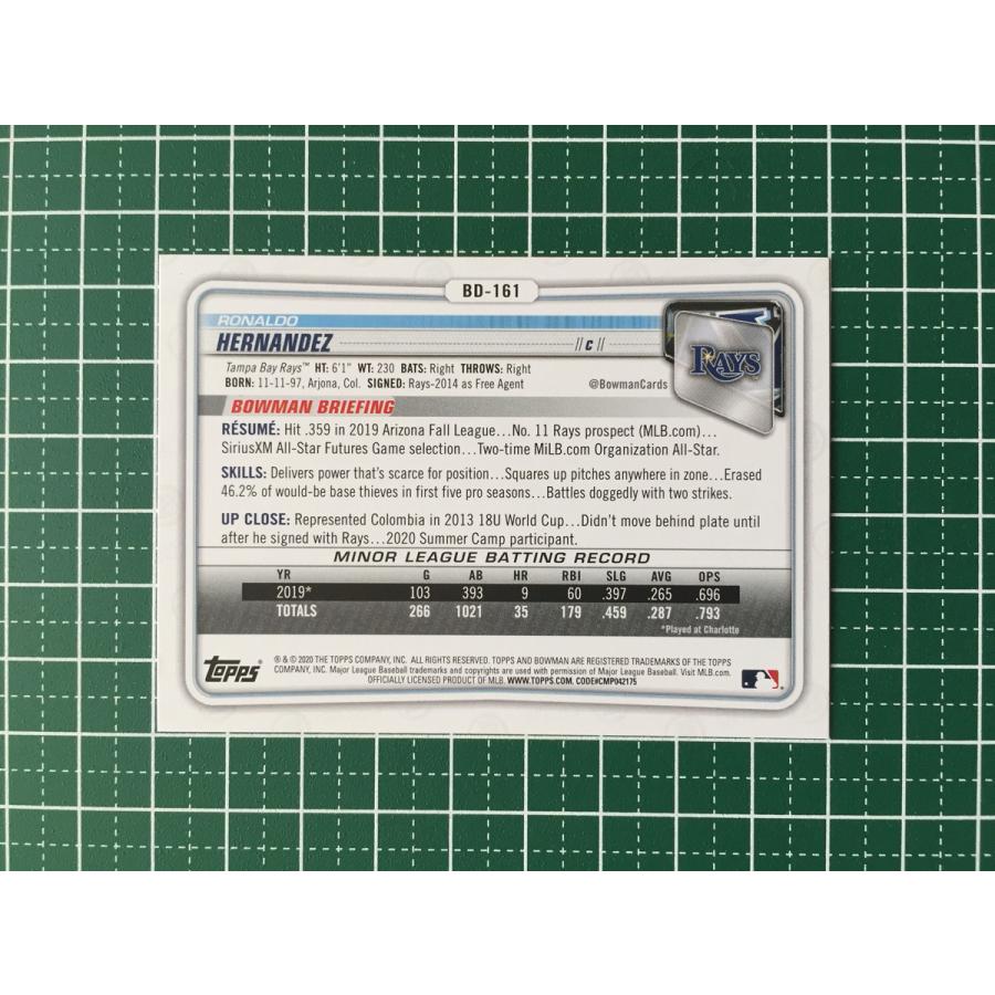 ★TOPPS MLB 2020 BOWMAN DRAFT #BD-161 RONALDO HERNANDEZ［TAMPA BAY RAYS］ベースカード★ |  | 01