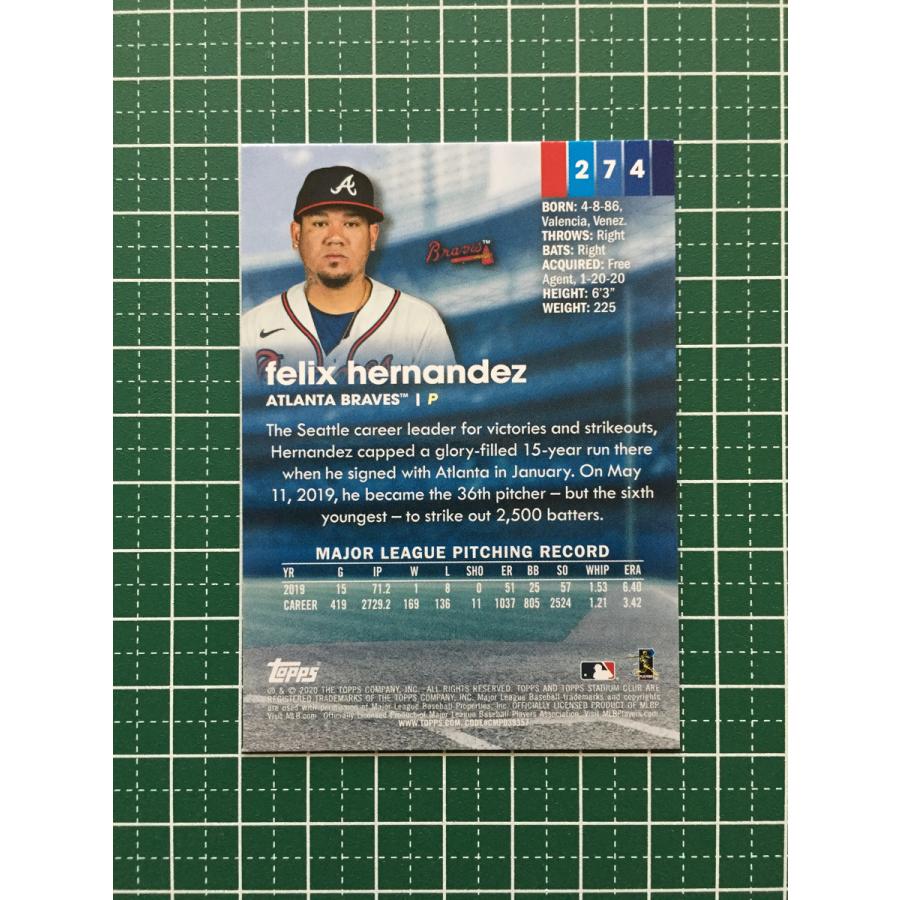 ★TOPPS MLB 2020 STADIUM CLUB 274 FELIX HERNANDEZ[ATLANTA BRAVES]ベースカード